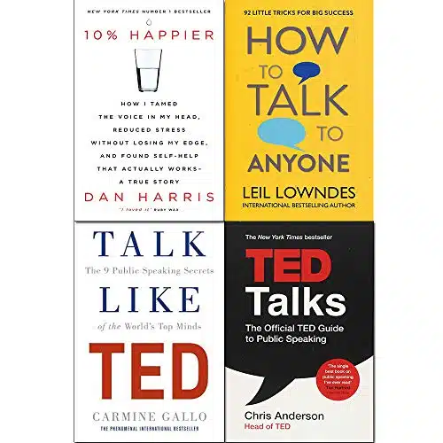 How to Talk to Anyone, % Happier, Talk Like TED, TED Talks Books Collection Set
